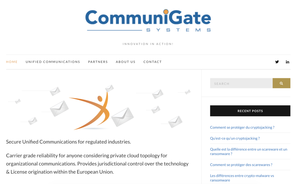 Communigate Pro hjemmeside